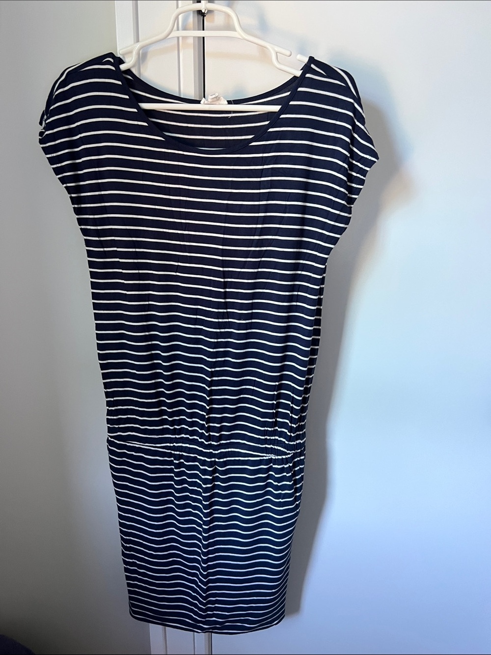 Soft Joie Navy and White Striped Short Sleeve Mini Dress
